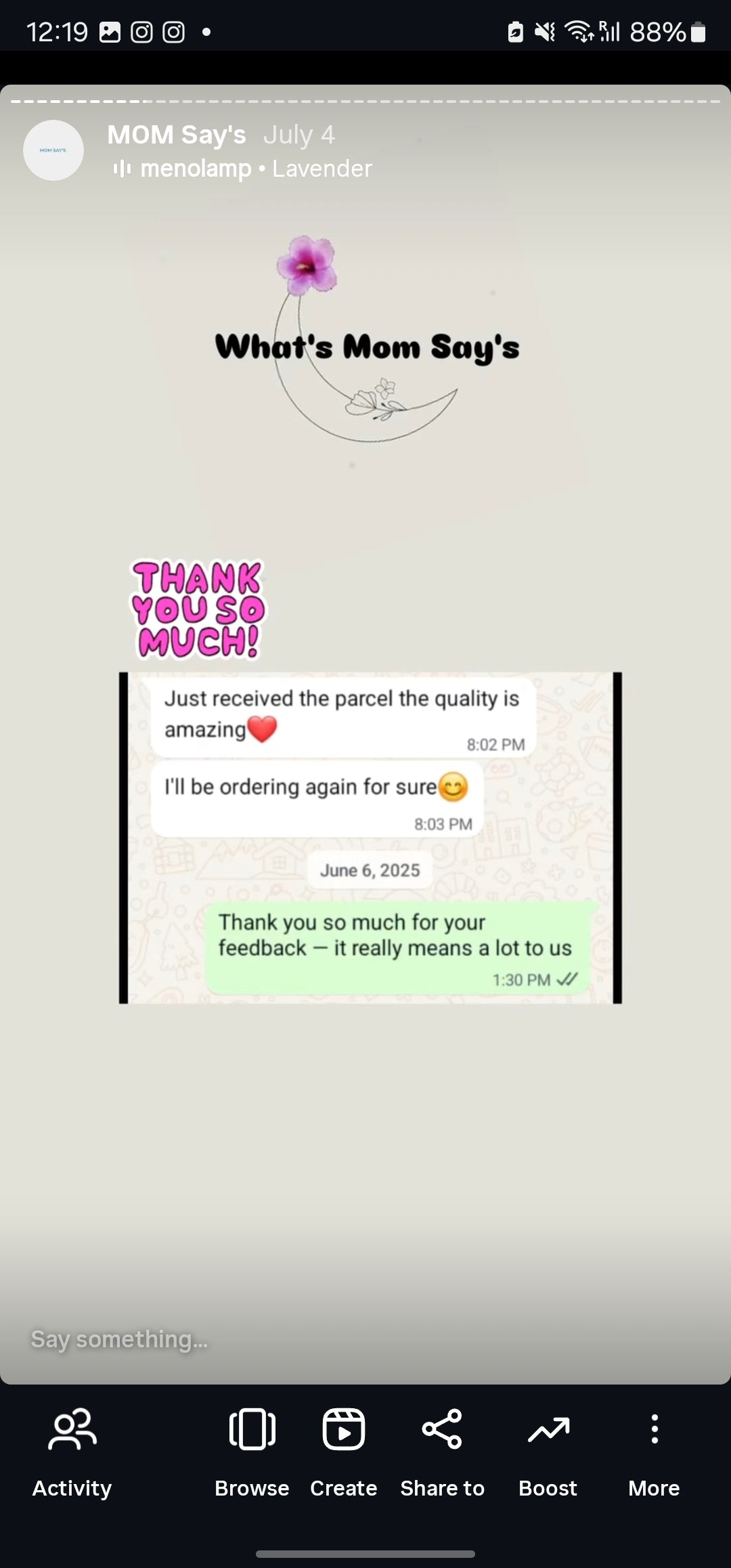 Happy Customer WhatsApp Review