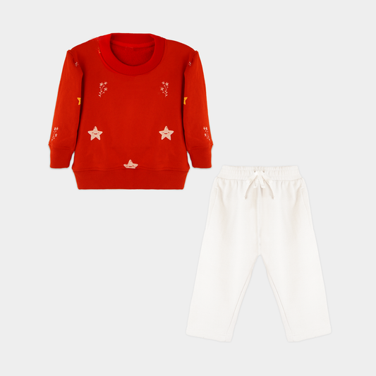 Red Terry Sweatshirt & Trouser Set – Kids