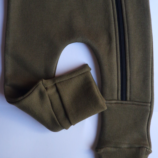 Olive Winter Romper – Cotton Fleece