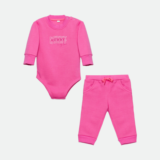 Baby Girl Pink Bodysuit & Jogger Set