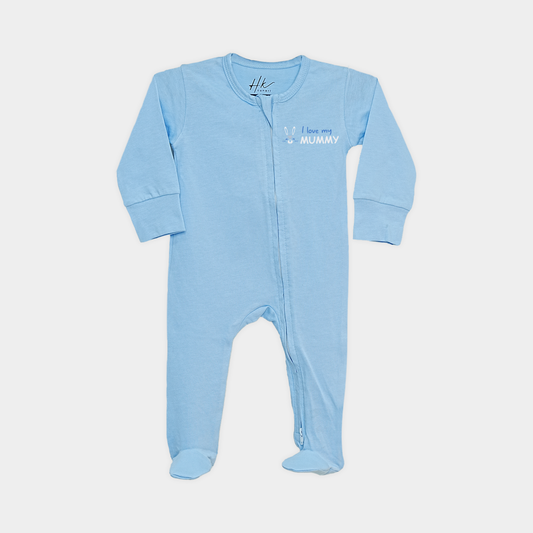 Blue Cotton Jersey – Zipper Sleepsuit