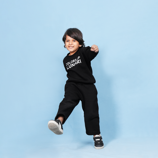 Black Unisex Fleece Sweatshirt & Trouser Set