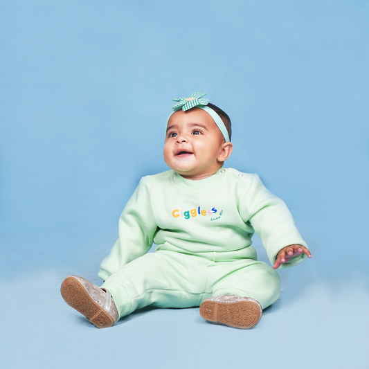 Mint Green Fleece Baby Set – Romper & Trouser