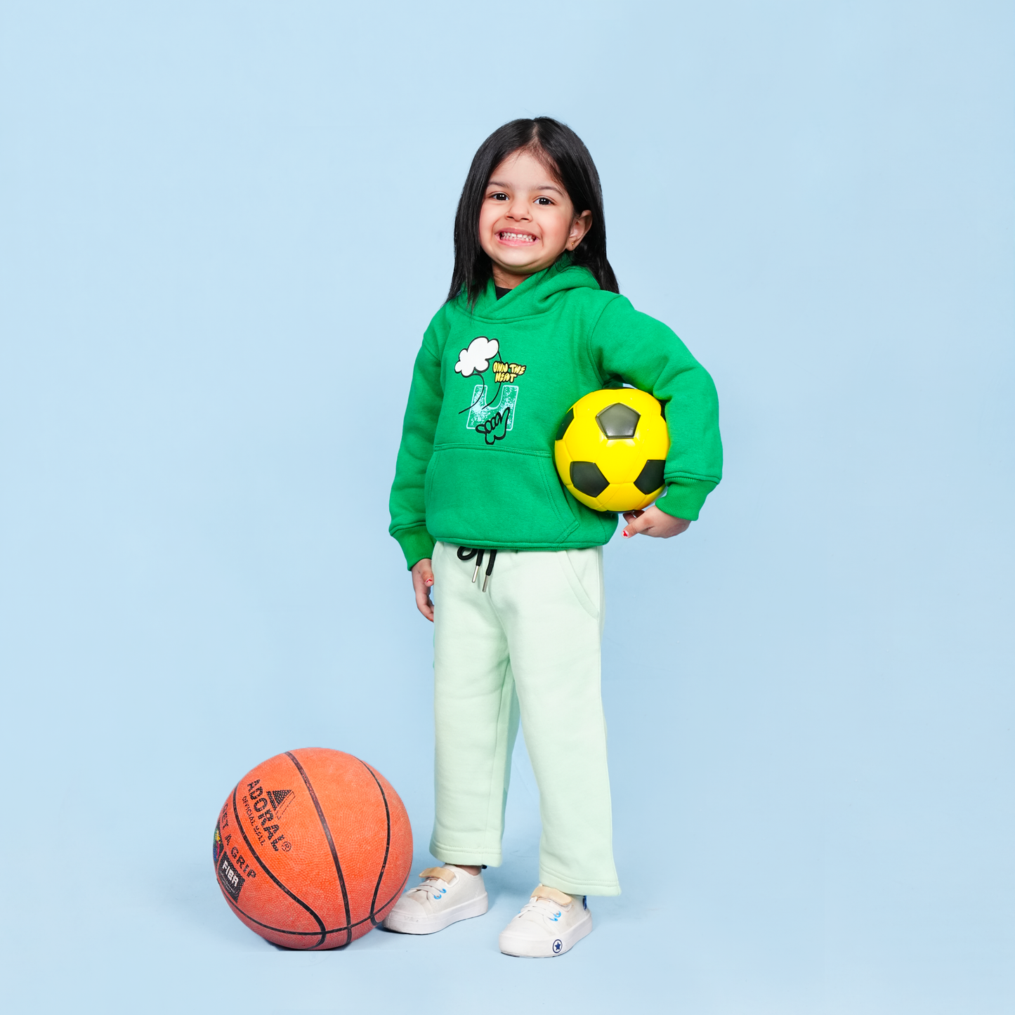 Own The Heart Green Hoodie Fleece Set