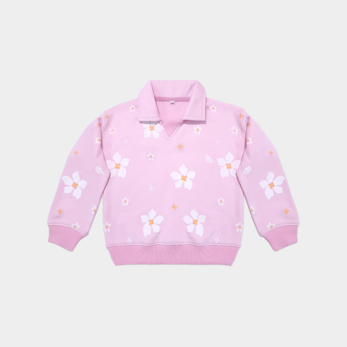 Soft Pink Floral Sweatshirt & Skirt Set