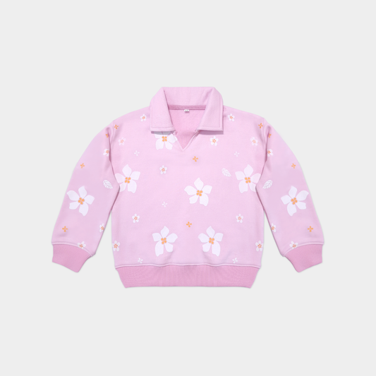 Soft Pink Floral Sweatshirt & Skirt Set