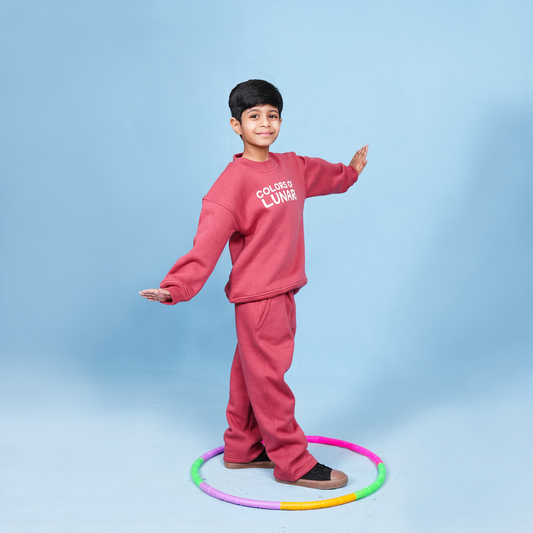 Rust Red Unisex Fleece Sweatshirt & Trouser Set