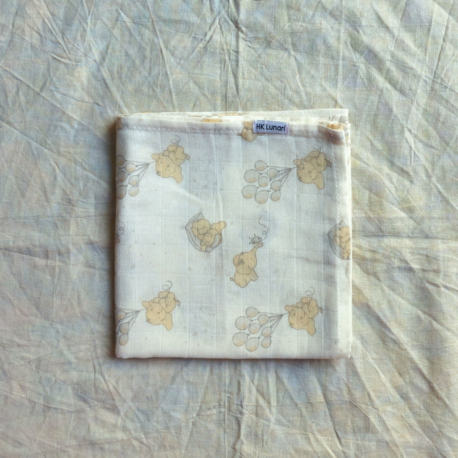 Muslin Swaddle Sheets – Elephant Print & Off White