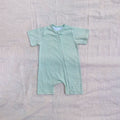 Green Strip Cotton Zip Half Romper