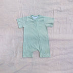 Green Strip Cotton Zip Half Romper