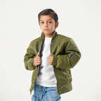 Olive Green Kids Bomber Jacket