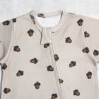 Acorn Print Cotton Zip Half Romper