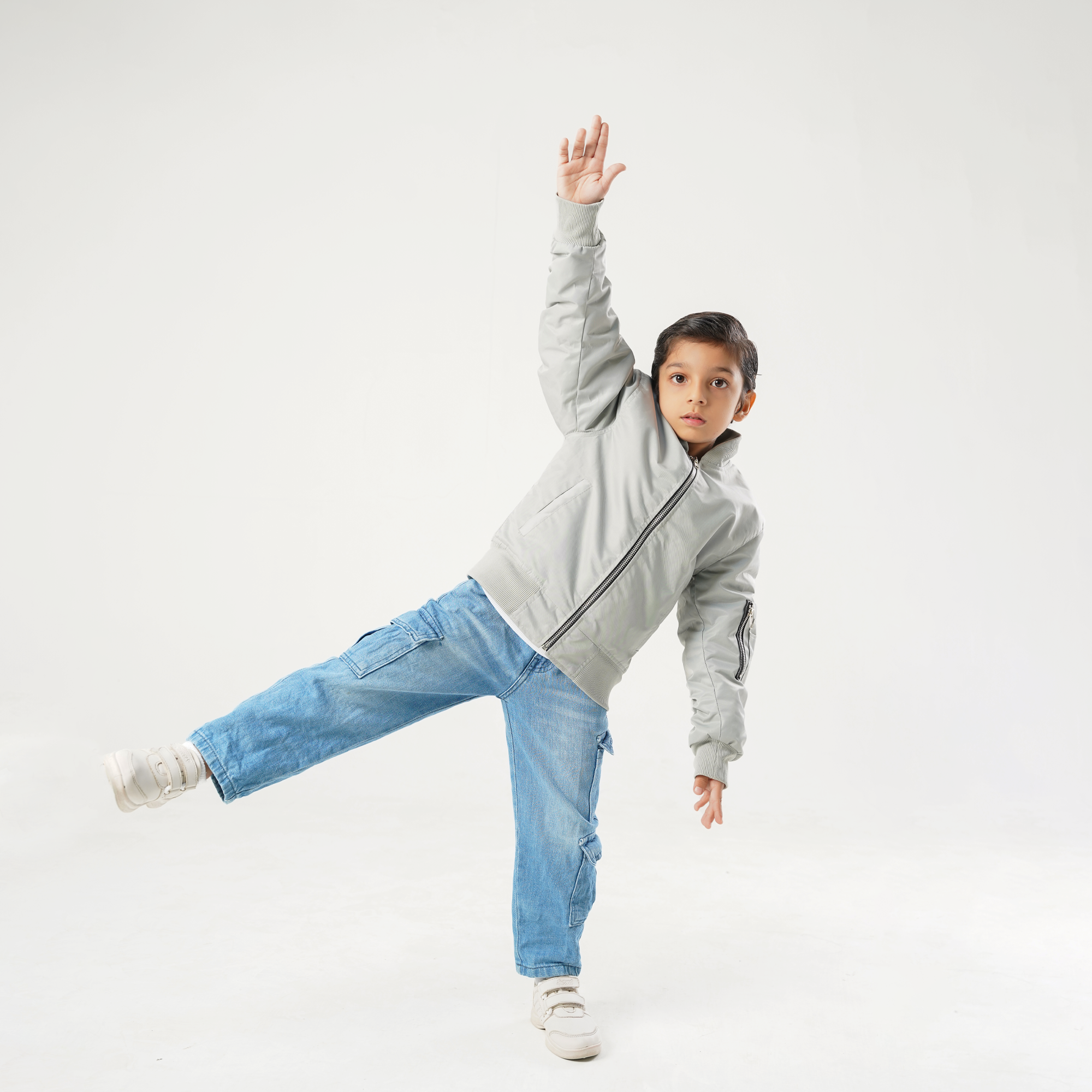 Gray Kids Bomber Jacket