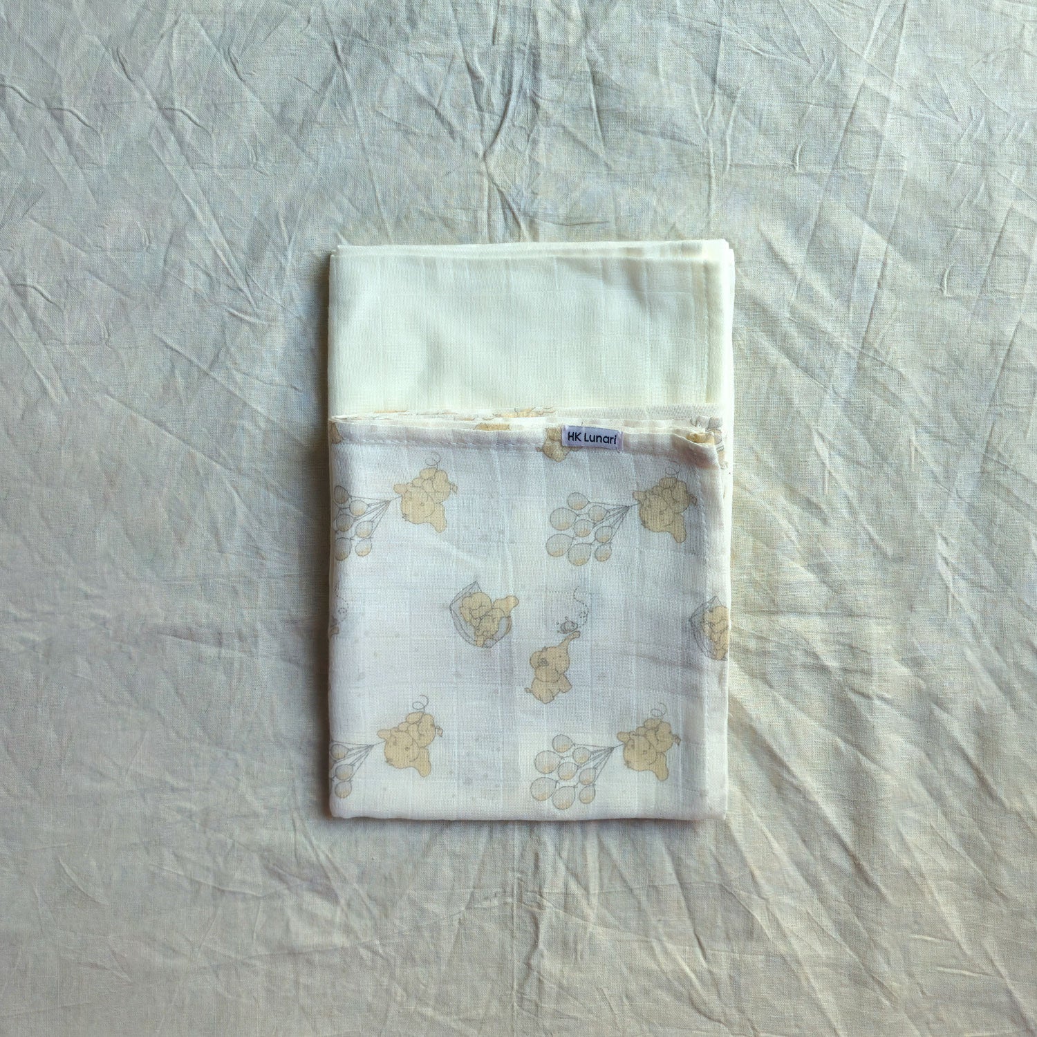 Muslin Swaddle Sheets – Elephant Print & Off White