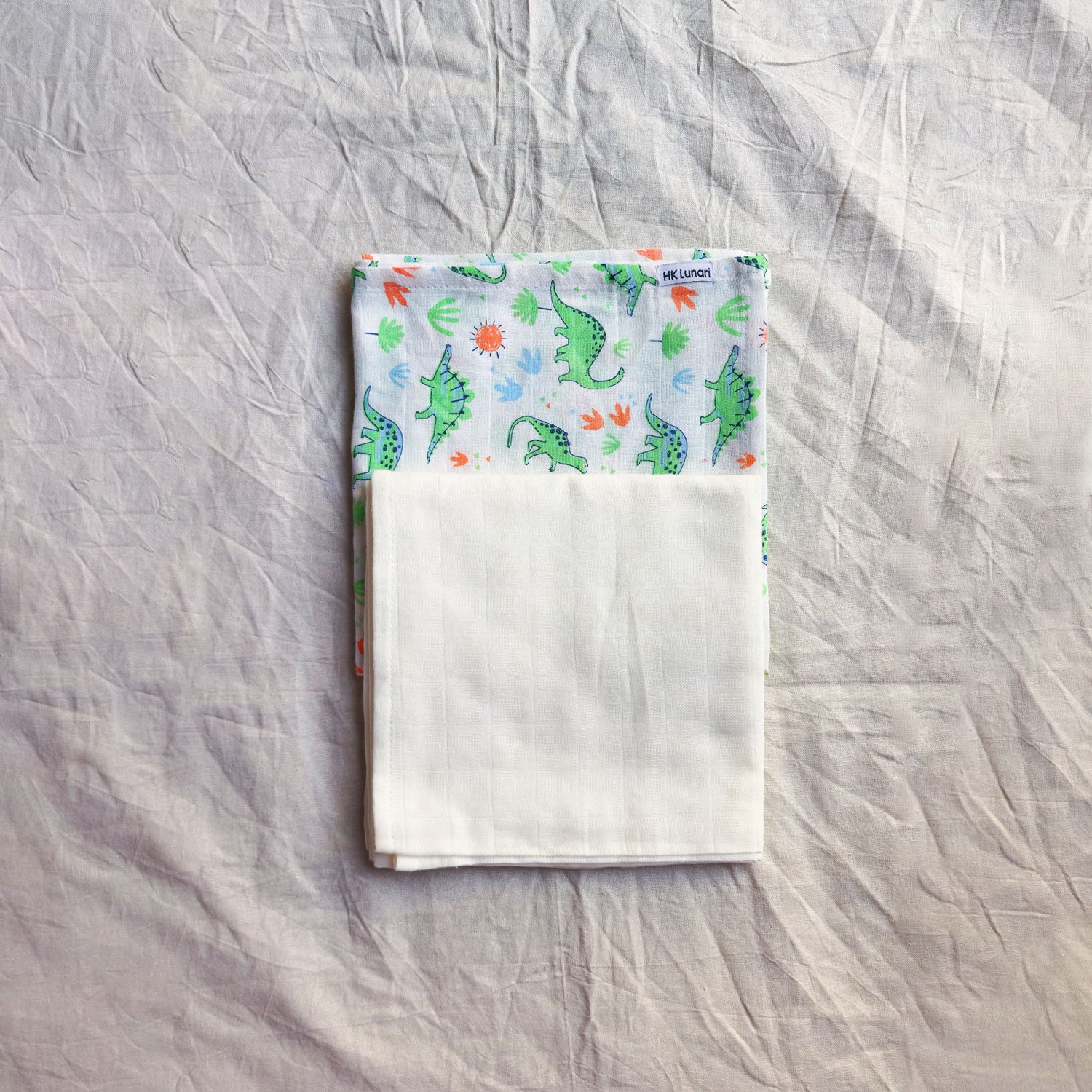 Muslin Swaddle Sheets – Dino Print & Ivory