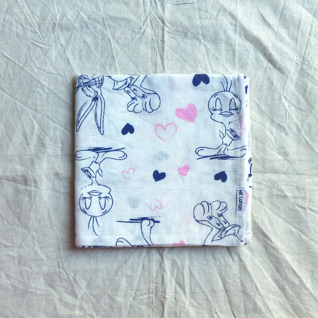 Muslin Swaddle Sheets – Tweety Print & Pink