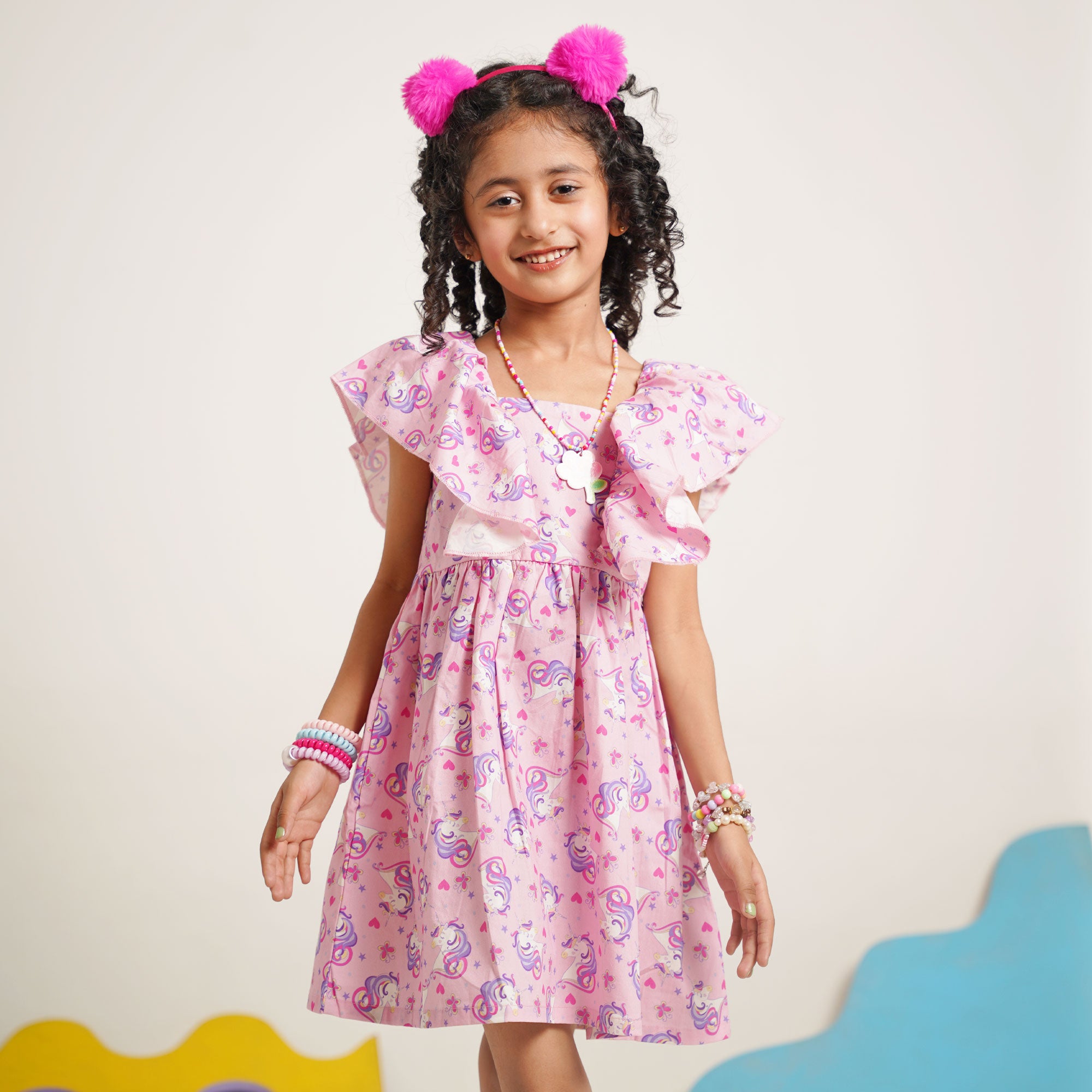 Butterbloom Frock – Girls Cotton Unicorn Print Dress