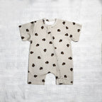 Acorn Print Cotton Zip Half Romper