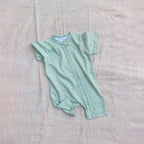 Green Strip Cotton Zip Half Romper
