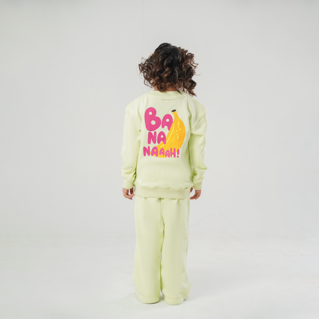 Banana Pop Fleece Set – Playful Lime with Puff Banana Print