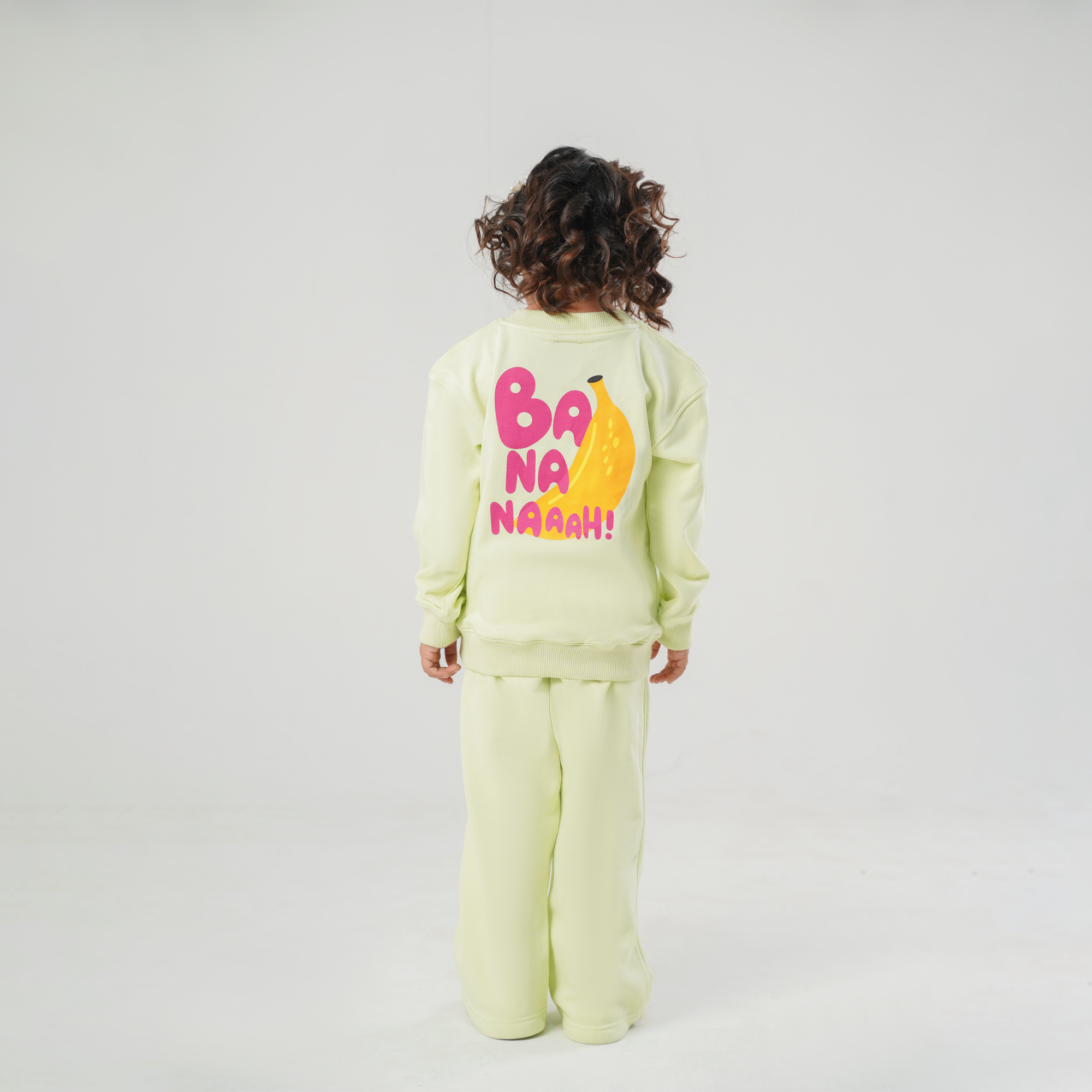 Banana Pop Fleece Set – Playful Lime with Puff Banana Print