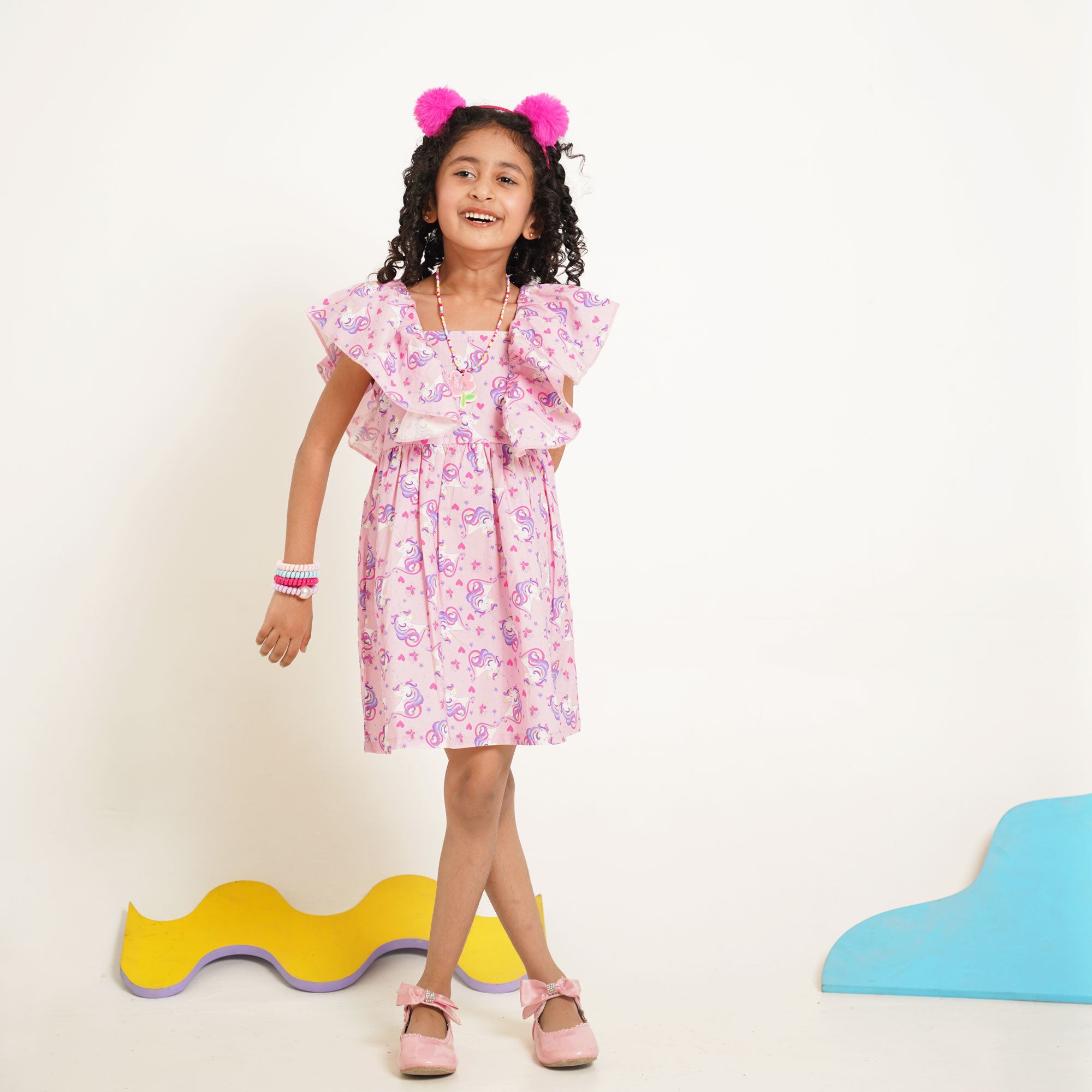 Butterbloom Frock – Girls Cotton Unicorn Print Dress