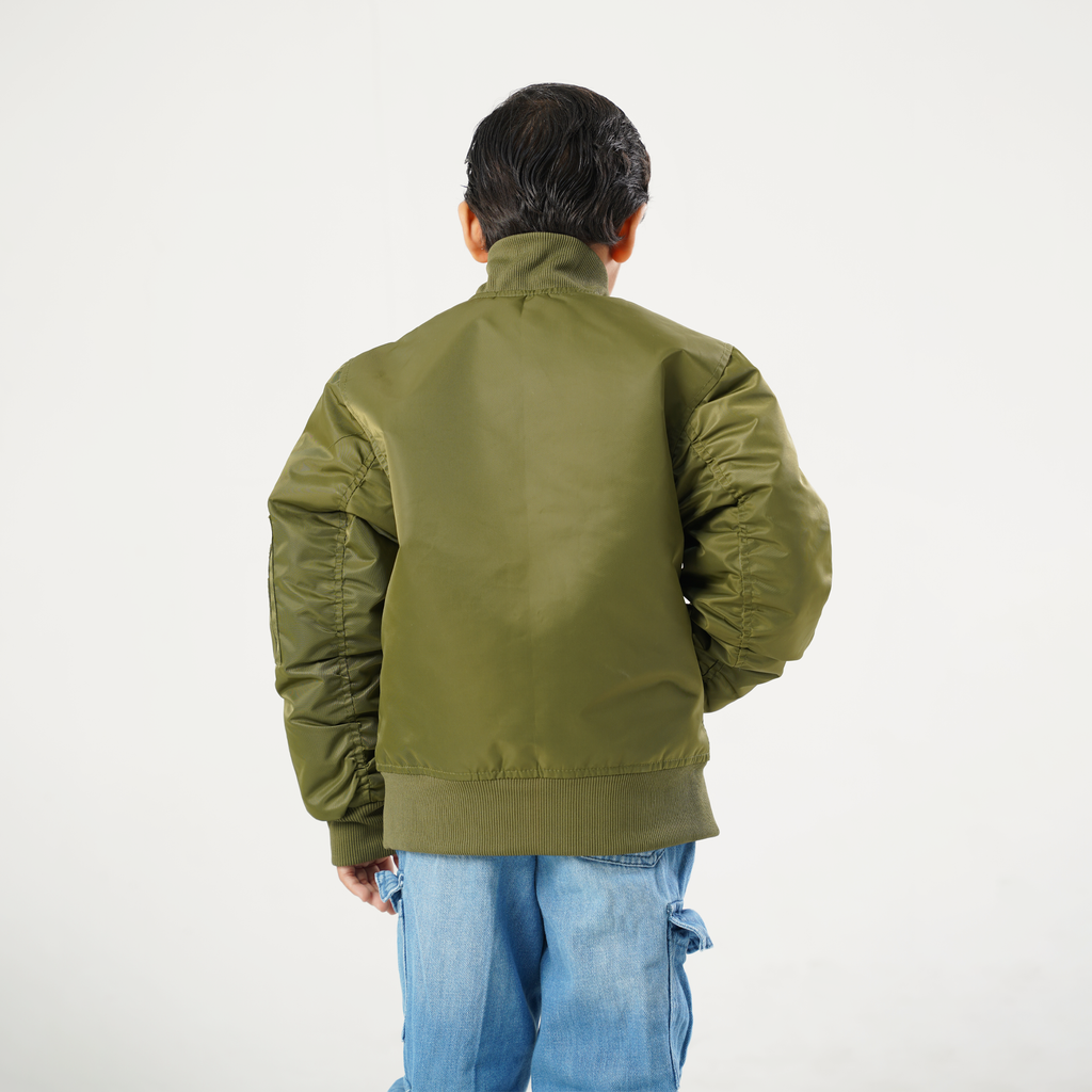 Olive Green Kids Bomber Jacket
