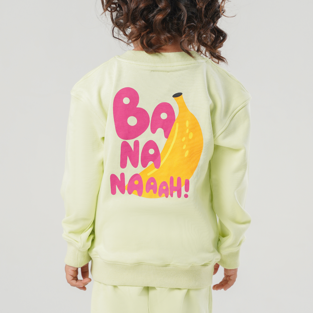 Banana Pop Fleece Set – Playful Lime with Puff Banana Print
