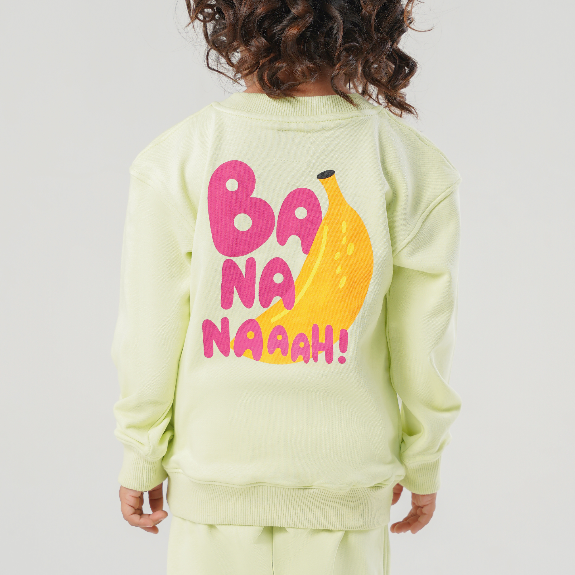 Banana Pop Fleece Set – Playful Lime with Puff Banana Print