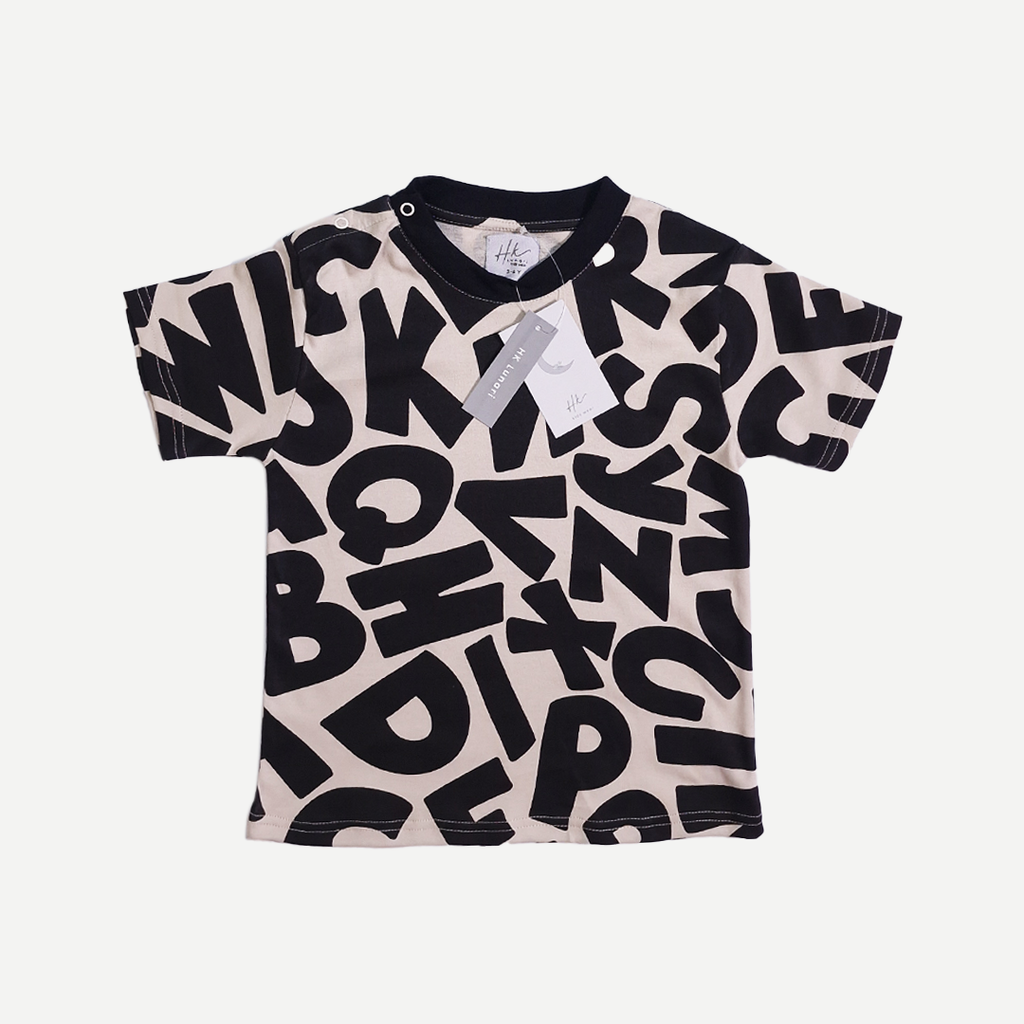 Alphabet Print Shirt & Shorts Set – Boys Cotton Summer Co-ord