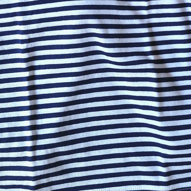 Navy Stripe Top with White Cotton Pants