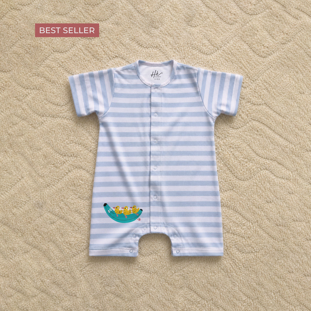 Strip Half Romper - Cotton