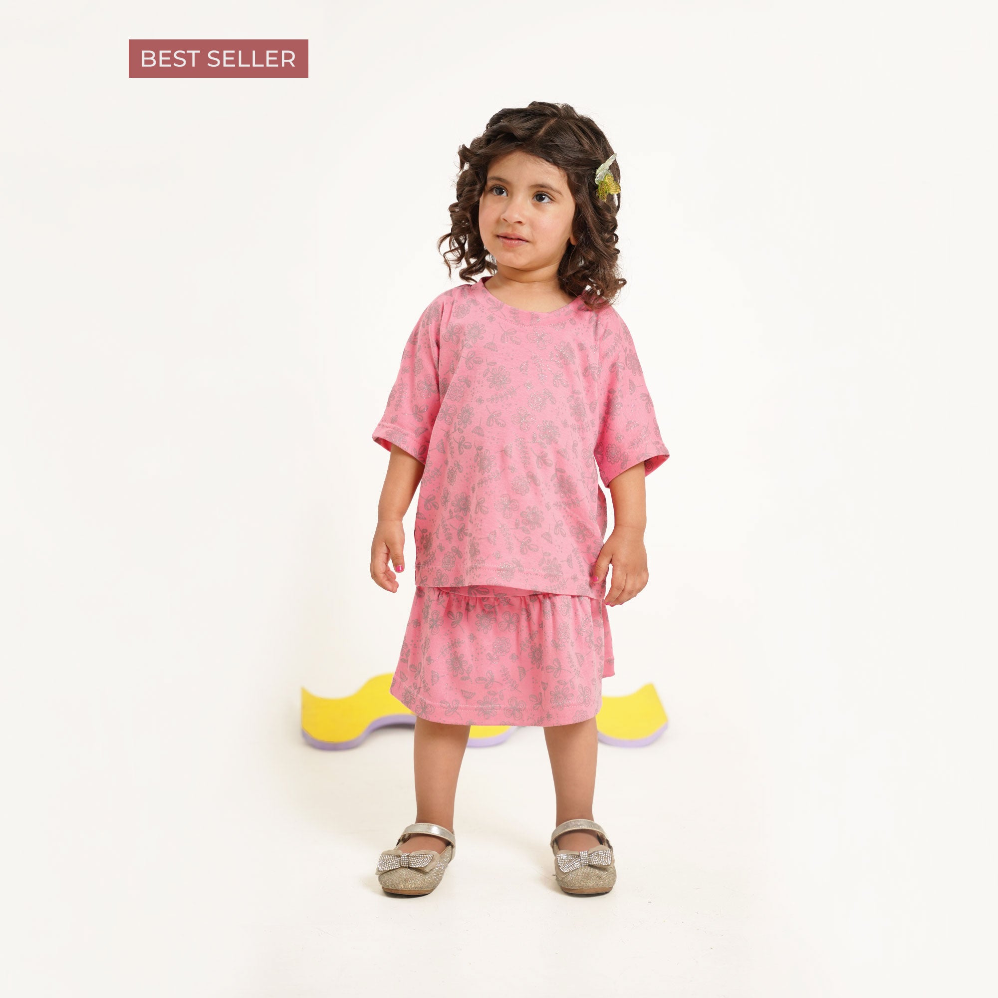 Pink Glittery Co-Ord Set – Relaxed Fit Top with Skirt