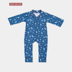 Soft Cotton Baby Romper — Slate blue Forest