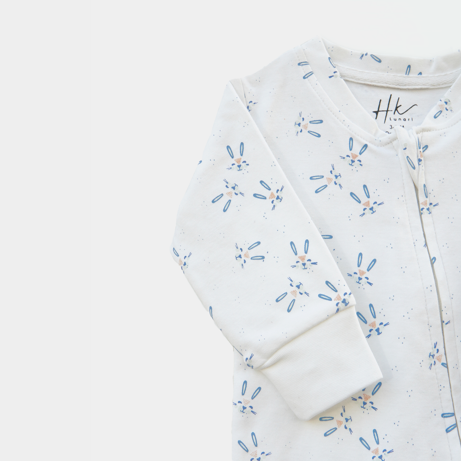Bunny Print Cotton Jersey Baby Romper – Zipper Sleepsuit