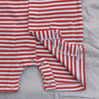 Classic Striped Burgundy Sleeveless Romper - Cotton
