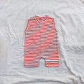 Classic Striped Burgundy Sleeveless Romper - Cotton