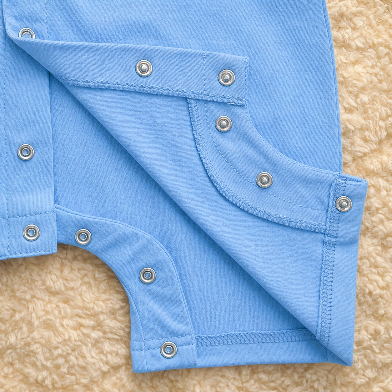 SKy Blue Bear Print Half Romper - Cotton