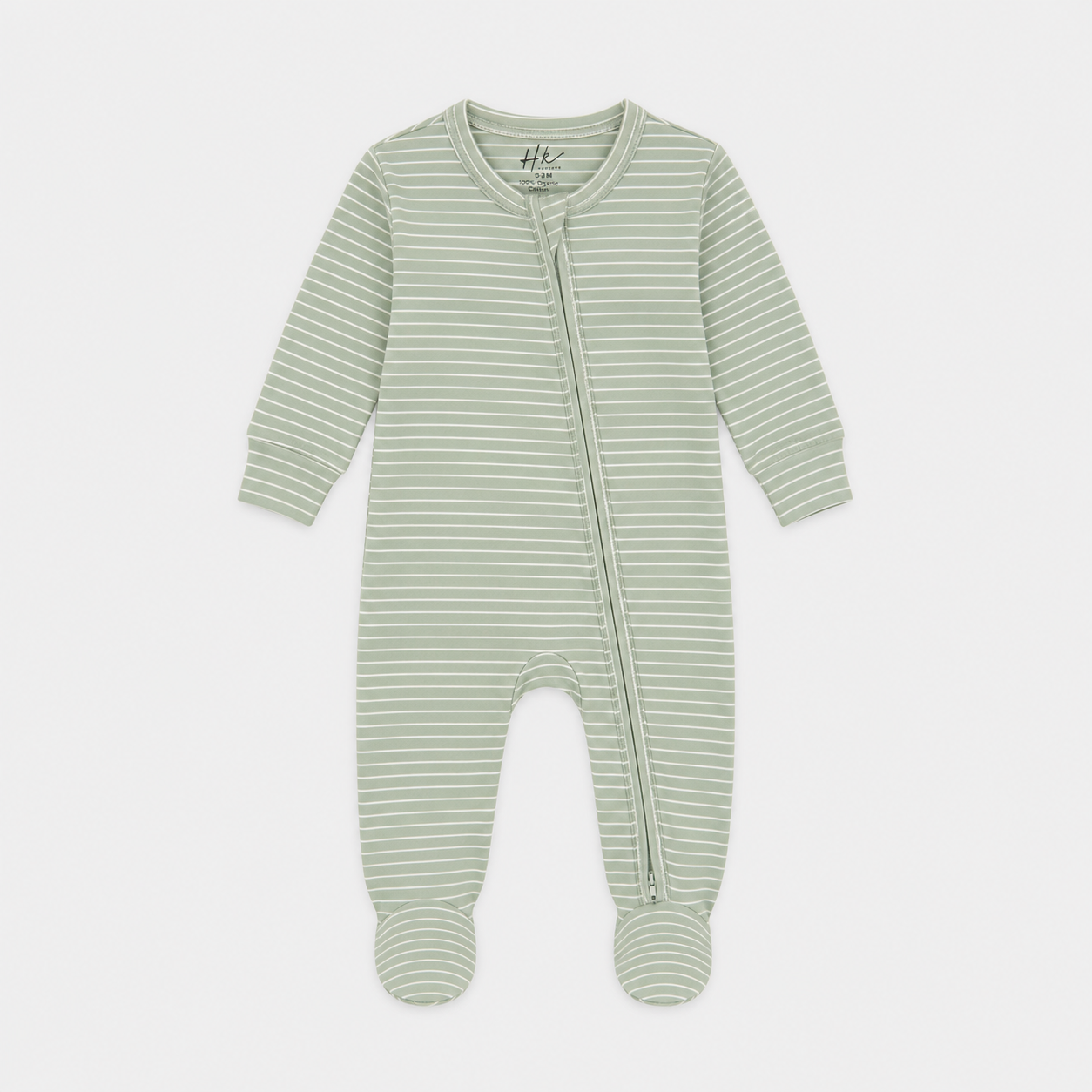 Soft Cotton Baby Footie — Mint Green