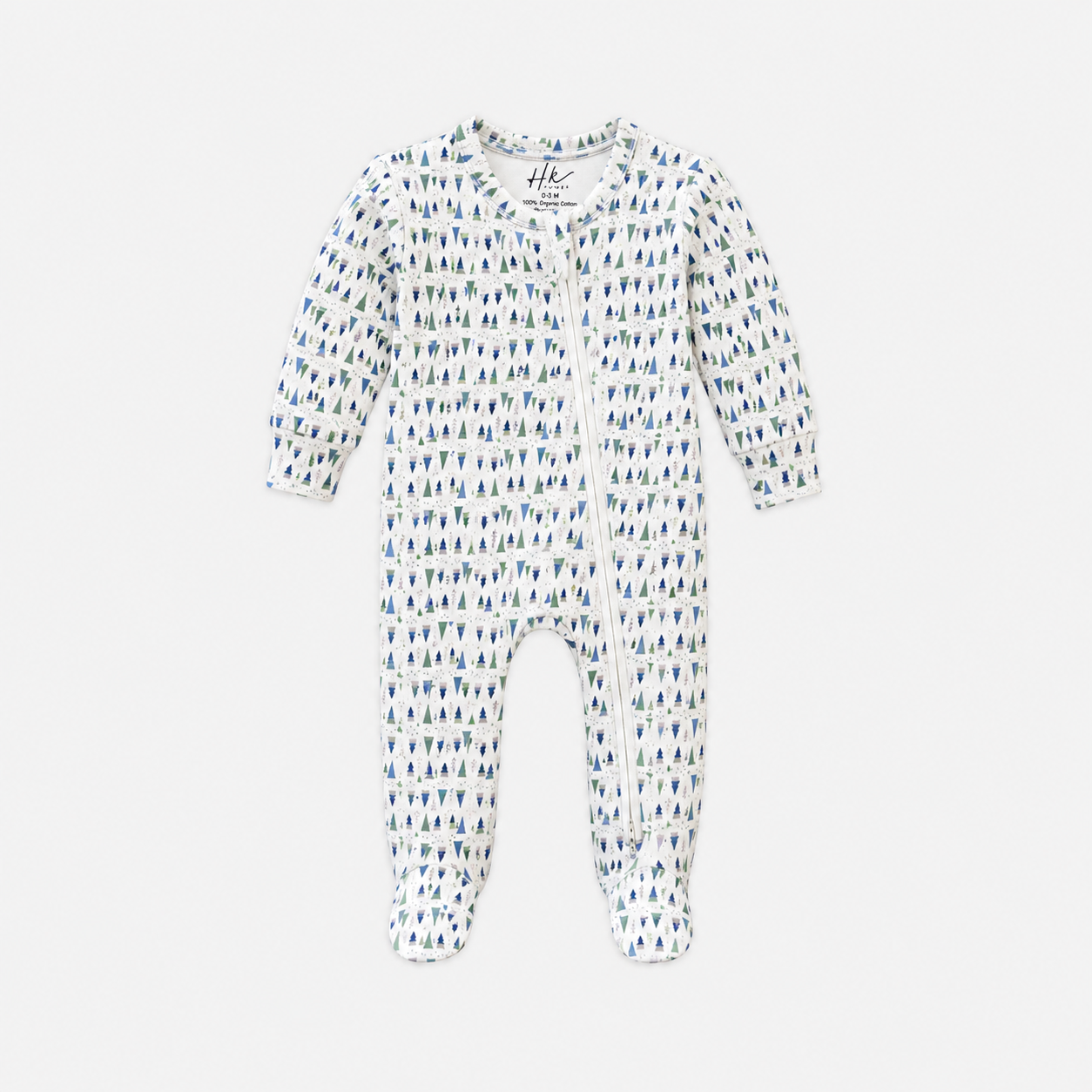 Soft Cotton Baby Footie — Tree Print