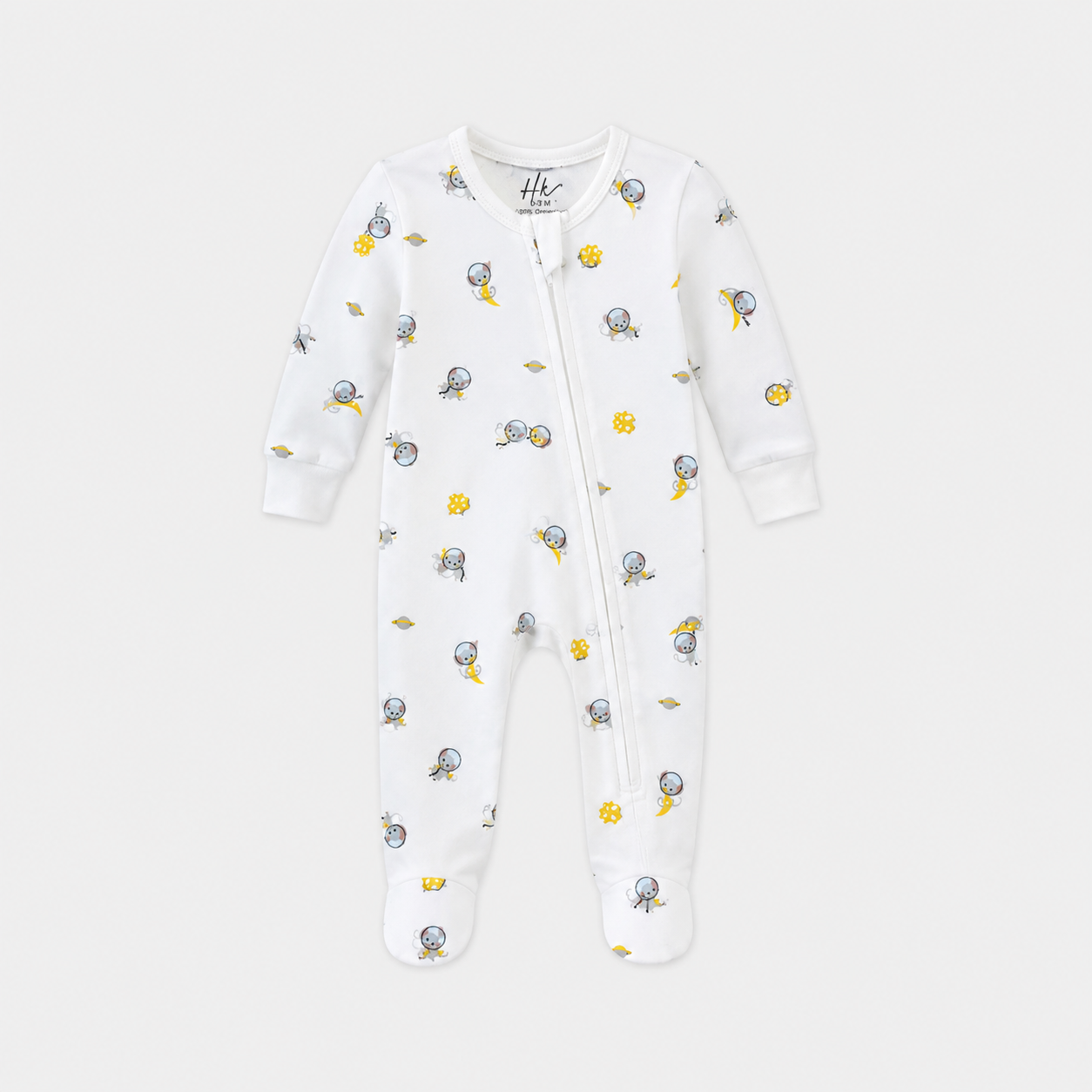 Soft Cotton Baby Footie — Mouse Print
