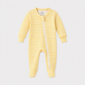 Soft Cotton Baby Footie — Yellow Strip