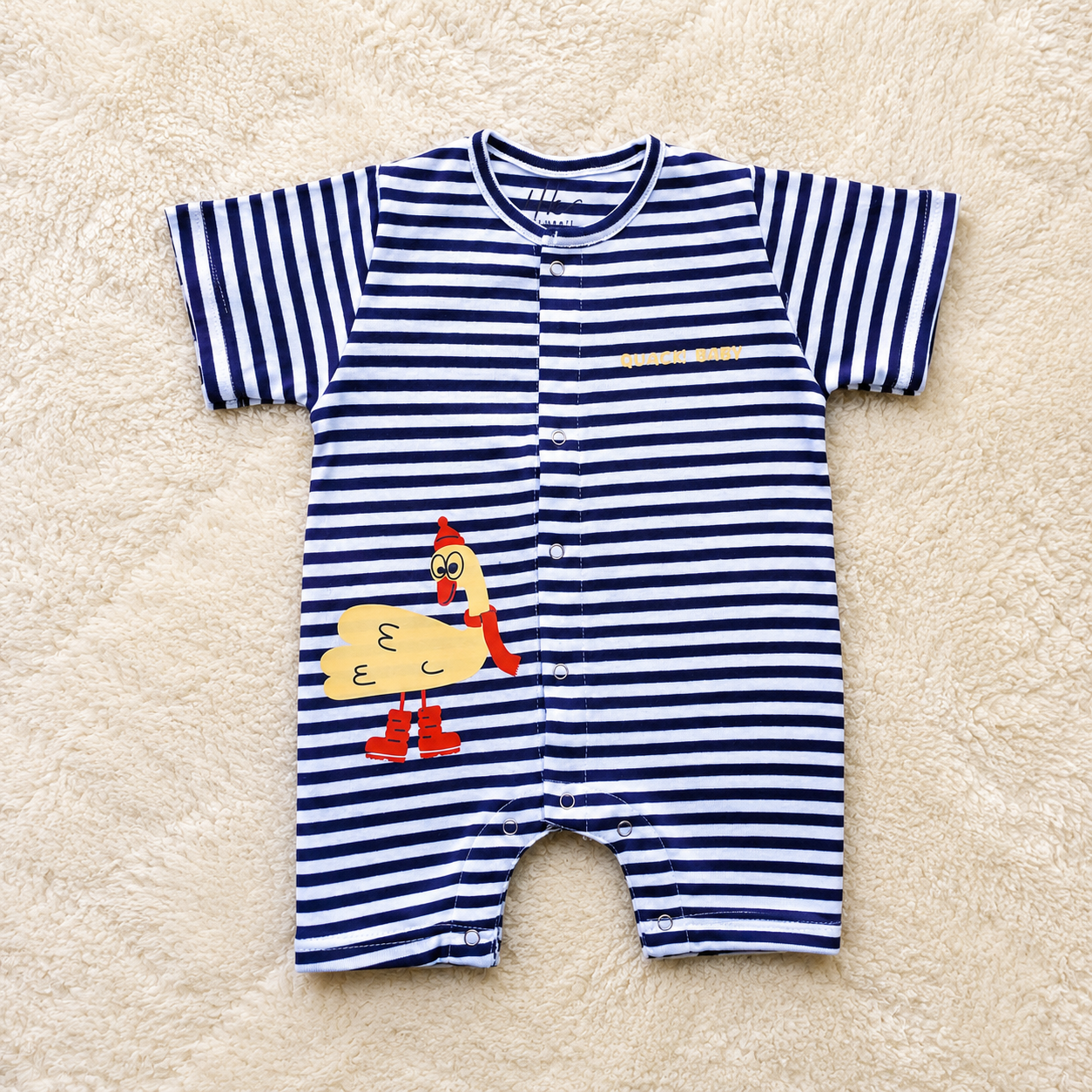 Quack Baby Striped Half Romper - Cotton