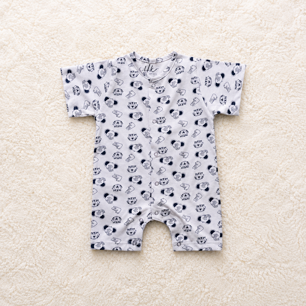Animal Print Half Romper - Cotton