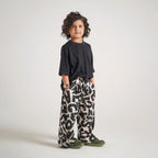 Black Tee with Printed Tapered Pants