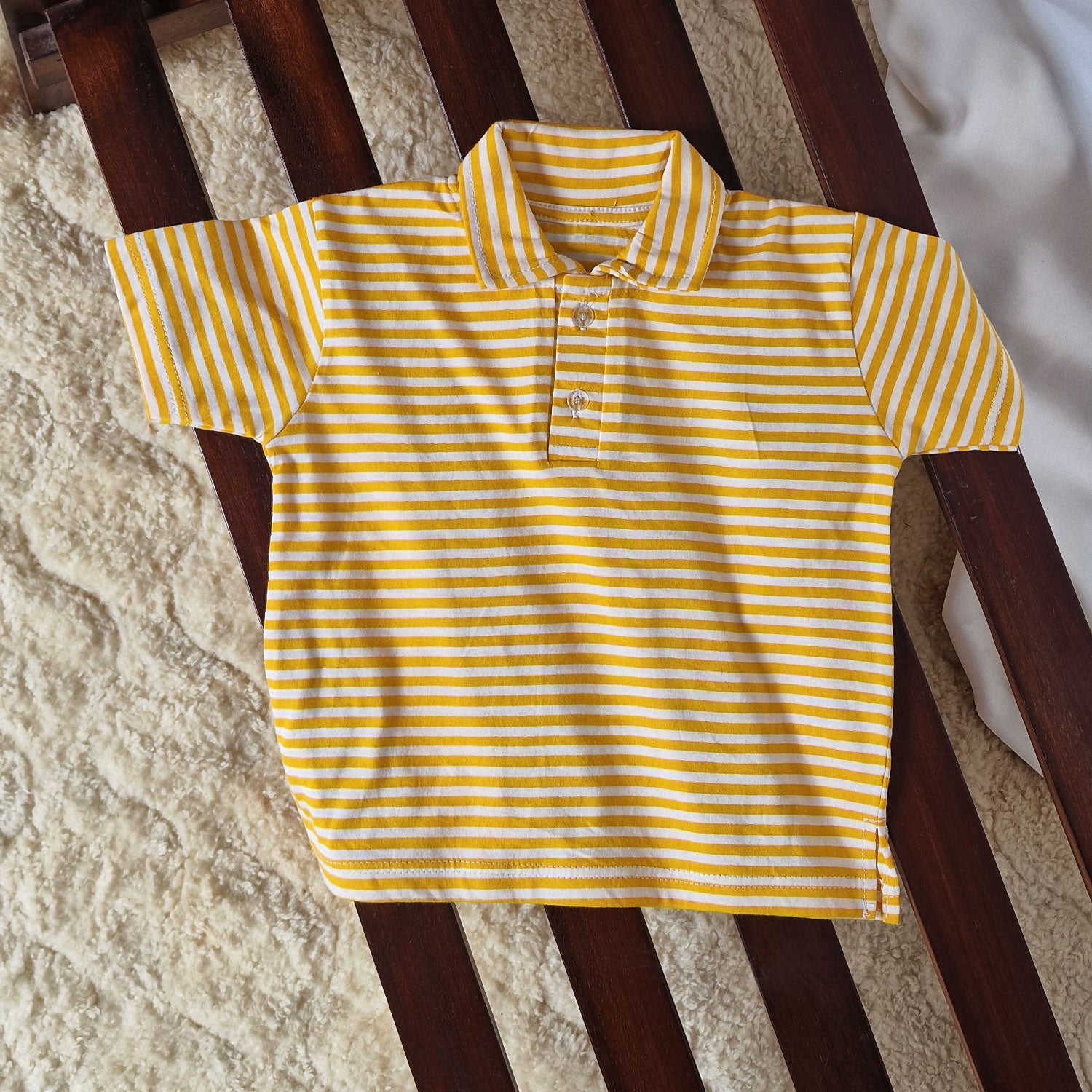 Yellow & Black Striped Co-Ord Set – Polo Shirt & Wide-Leg Trouser