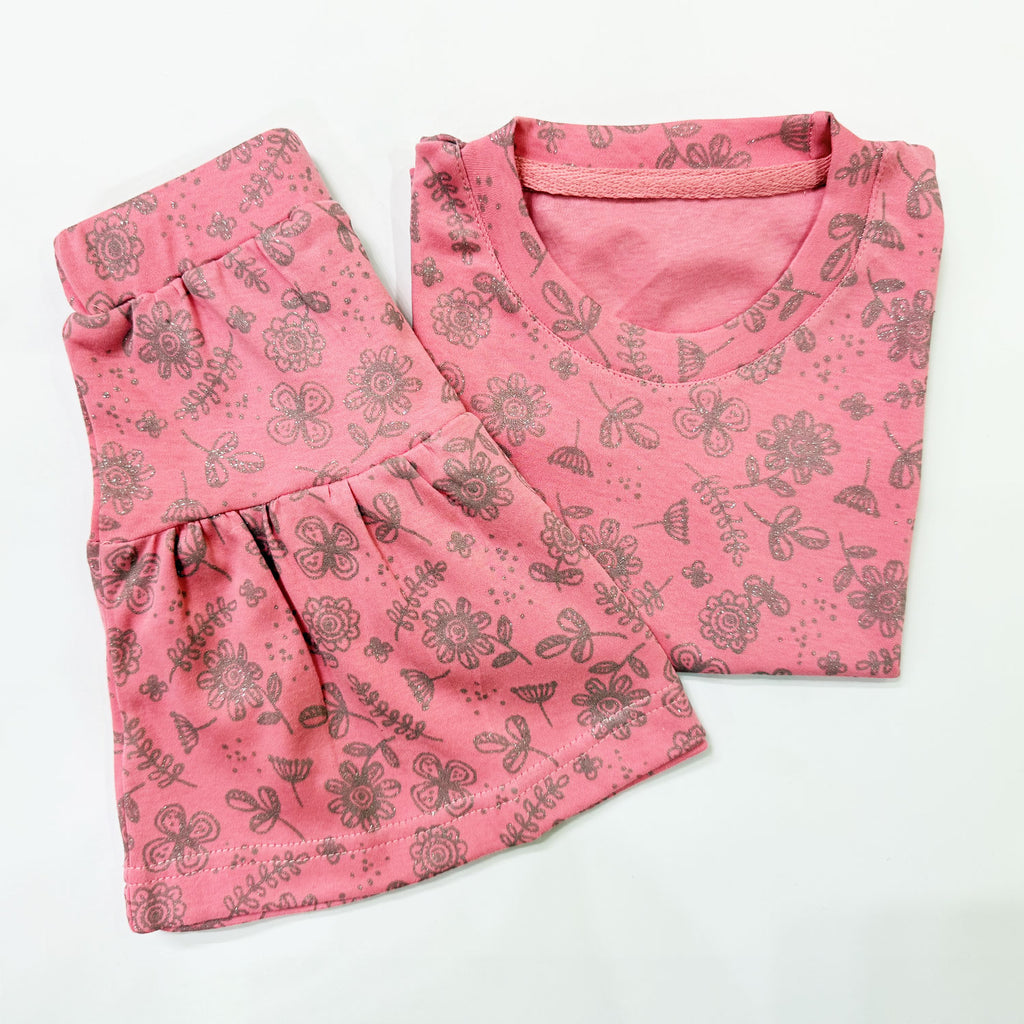 Pink Glittery Co-Ord Set – Relaxed Fit Top with Skirt