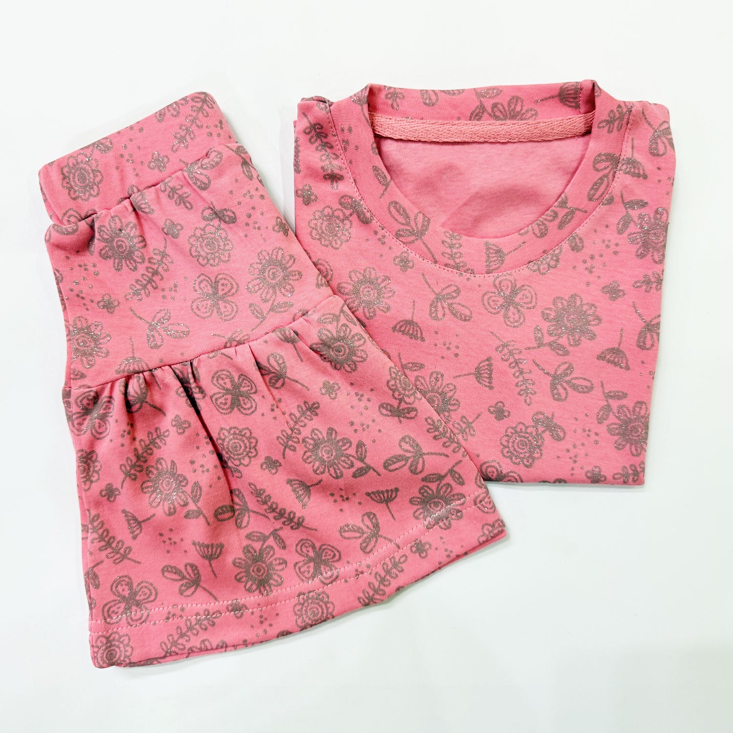 Pink Glittery Co-Ord Set – Relaxed Fit Top with Skirt