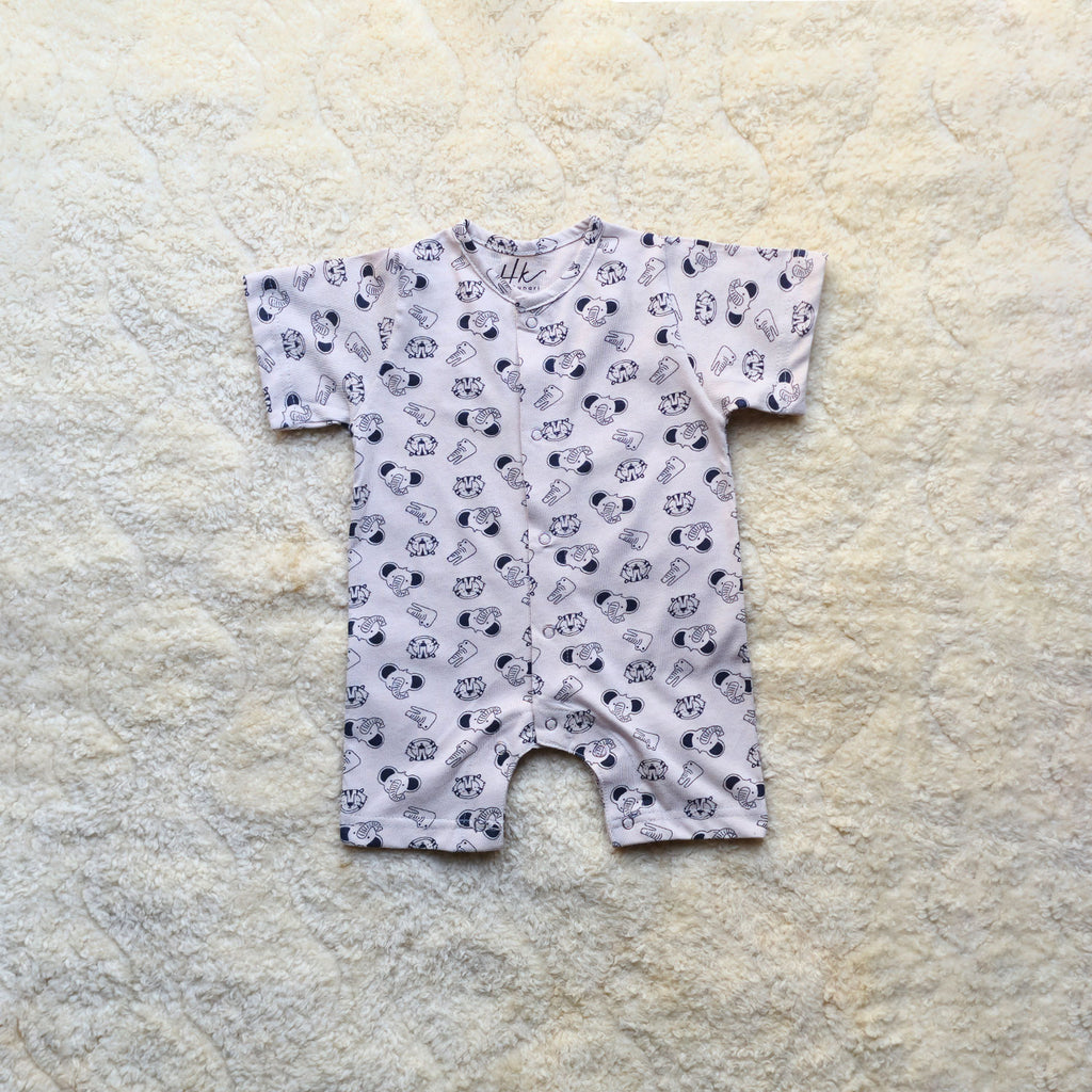 Animal Print Half Romper - Cotton