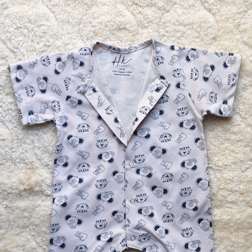Animal Print Half Romper - Cotton